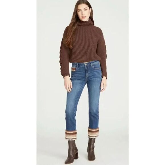 Driftwood Collette Straight Leg Embroidered Crop Size 27 NWOT - Picture 1 of 9